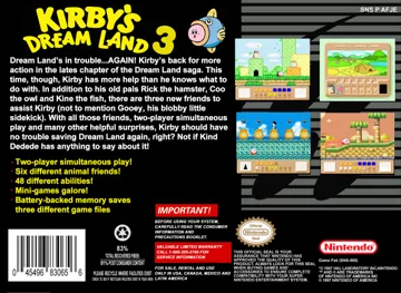 Kirby's Dream Land 3 (USA) box cover back